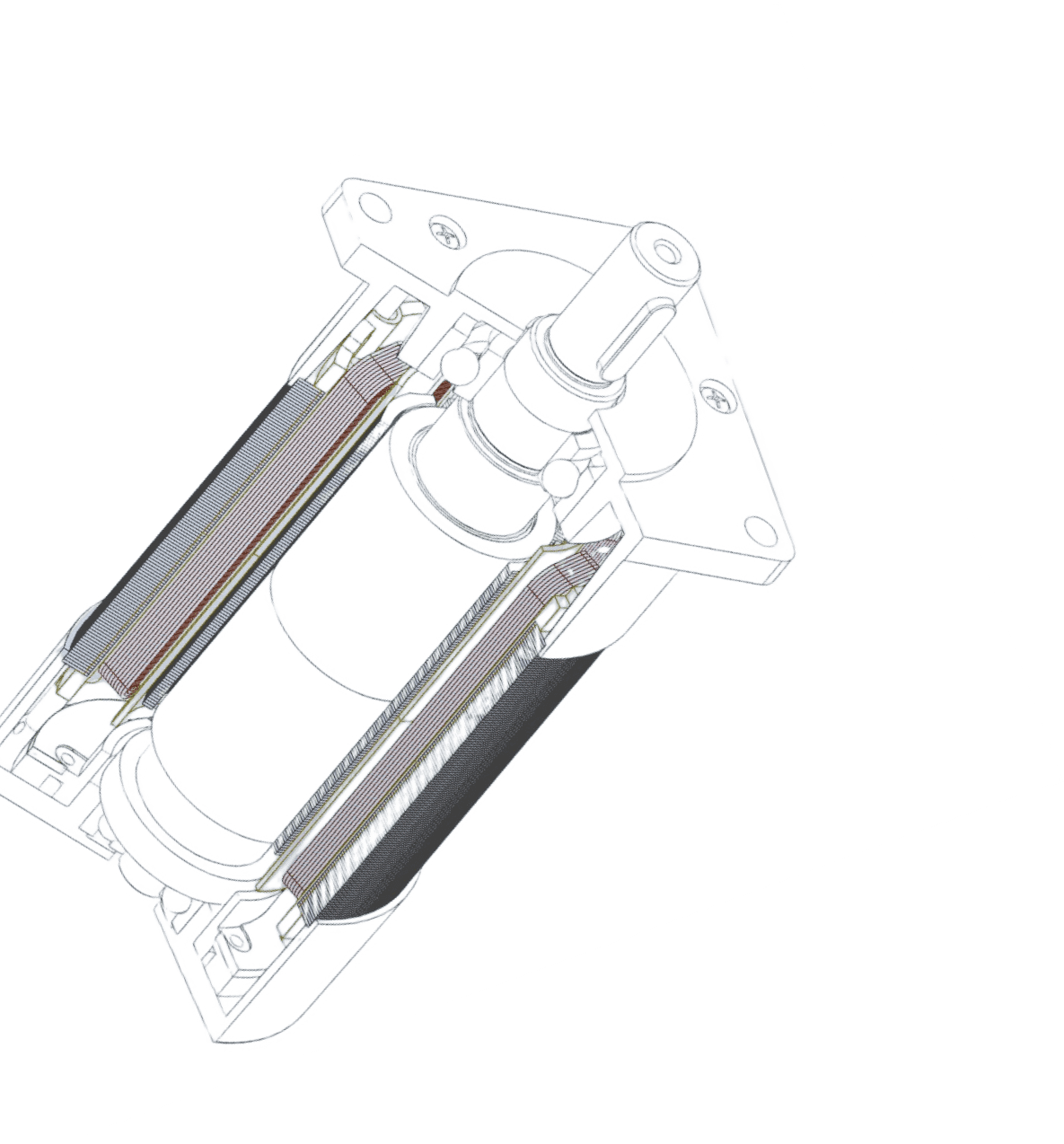 BLDC motor seciton wireframe view